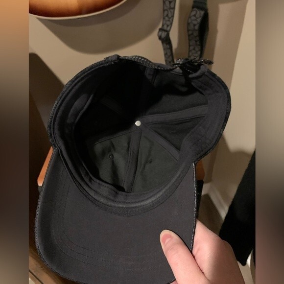 Lululemon ball cap. Black with floral design. Feels like velvet. Adjustable band - Picture 5 of 5